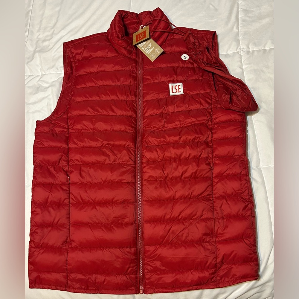 Red puffer insulated down vest women's small